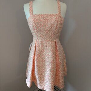 Pink and Ivory 60s Mod Pleated Cocktail Dress